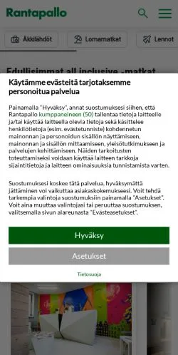Pré-visualização do site Rantapallo, meio de Finlândia para artigos patrocinados