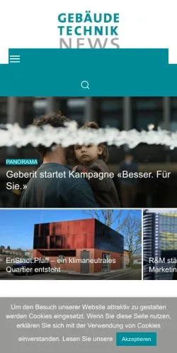 Anteprima del sito Gebäudetechnik News, media di Svizzera per articoli sponsorizzati