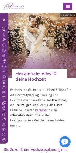 Podgląd witryny Hochzeit und Heiraten, medium z kraju Niemcy do artykułów sponsorowanych