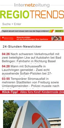 Aperçu du site regiotrends, média de Allemagne pour articles sponsorisés