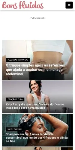 スポンサード記事向けのブラジルメディア、Bons Fluidosのサイトプレビュー