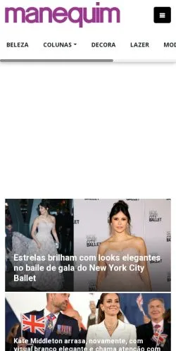 Preview of the Manequim website, a media outlet in Brazil for sponsored articles