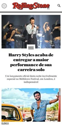 Anteprima del sito Rolling Stone Brasil, media di Brasile per articoli sponsorizzati
