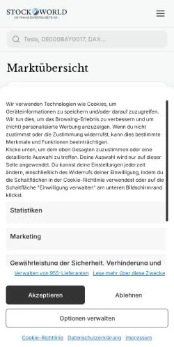 Anteprima del sito Stock-World, media di Germania per articoli sponsorizzati