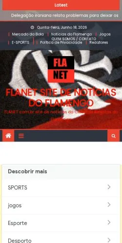 スポンサード記事向けのブラジルメディア、FLANET Flamengoのサイトプレビュー