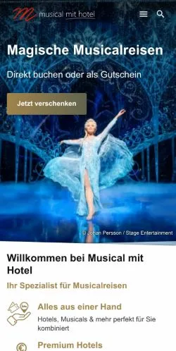 Anteprima del sito musical-mit-hotel, media di Germania per articoli sponsorizzati