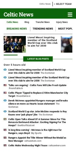 Anteprima del sito CelticFCNews, media di Regno Unito per articoli sponsorizzati