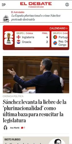 Sponsorlu makaleler için İspanya medyası El Debate sitesinin önizlemesi
