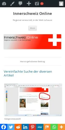 Podgląd witryny Innerschweiz Online, medium z kraju Szwajcaria do artykułów sponsorowanych