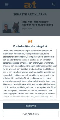 스폰서 기사용 스웨덴 매체 Allt Om Trav 사이트 미리보기