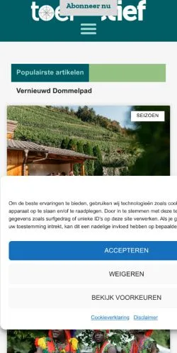 Anteprima del sito Toeractief Magazine, media di Paesi Bassi per articoli sponsorizzati