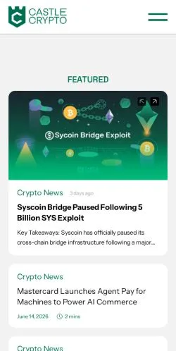 스폰서 기사용 미국 매체 Castle Crypto 사이트 미리보기