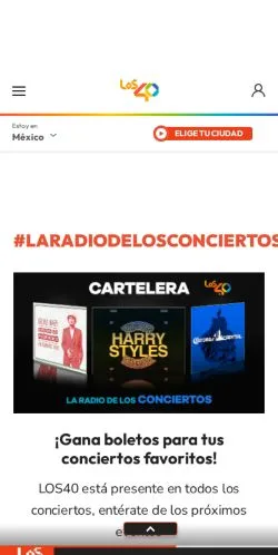 Preview of the LOS40 México website, a media outlet in Mexico for sponsored articles