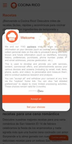Anteprima del sito Cocina Rico, media di Spagna per articoli sponsorizzati