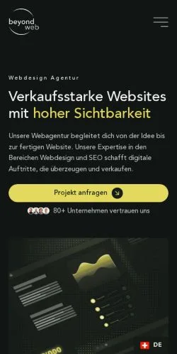 Förhandsvisning av webbplatsen Beyond Web, medium i Schweiz för sponsrade artiklar