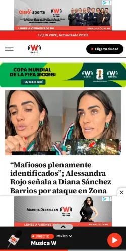 スポンサード記事向けのメキシコメディア、W Radio Méxicoのサイトプレビュー