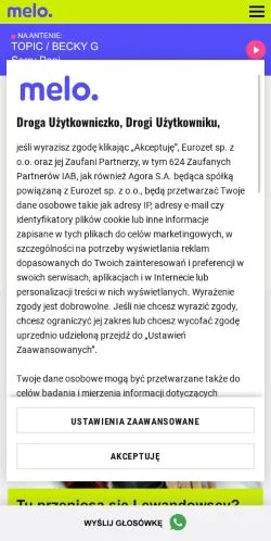 Anteprima del sito Melo, media di Polonia per articoli sponsorizzati