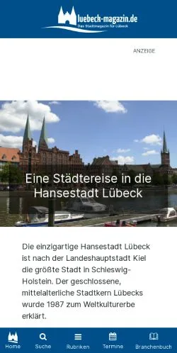스폰서 기사용 독일 매체 Lübeck Magazin 사이트 미리보기