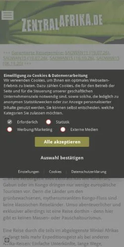 Anteprima del sito Zentralafrika, media di Germania per articoli sponsorizzati