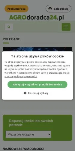 Podgląd witryny Agrodoradca24, medium z kraju Polska do artykułów sponsorowanych
