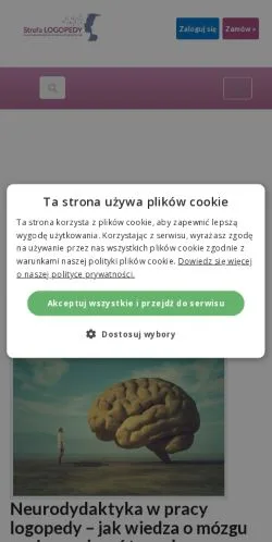 Vista previa del sitio Strefa Logopedy, medio de Polonia para artículos patrocinados