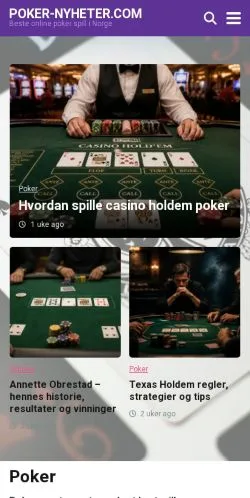 Anteprima del sito Poker Nyheter, media di Norvegia per articoli sponsorizzati