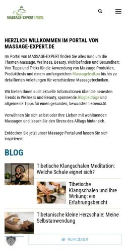 Pré-visualização do site Portal von Massage-Expert.de, meio de Alemanha para artigos patrocinados