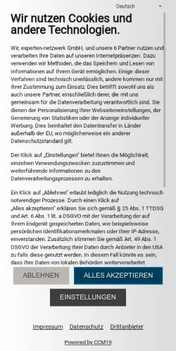 Vista previa del sitio expertenReport, medio de Alemania para artículos patrocinados