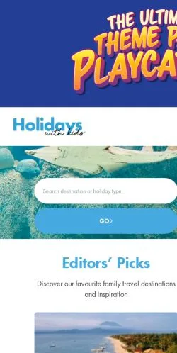 Anteprima del sito Holidays With Kids, media di Australia per articoli sponsorizzati