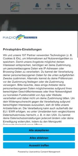 Preview of the Radio Regenbogen website, a media outlet in Germany for sponsored articles