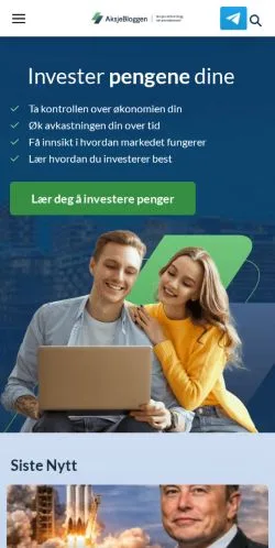 Sponsorlu makaleler için Norveç medyası Aksjebloggen Norge sitesinin önizlemesi