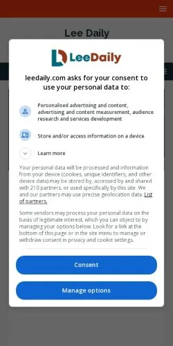 Anteprima del sito Lee Daily, media di Stati Uniti per articoli sponsorizzati