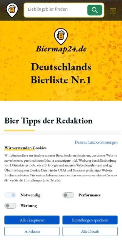 Forhåndsvisning av nettstedet Deutschlands Bierliste, medium fra Tyskland for sponsede artikler