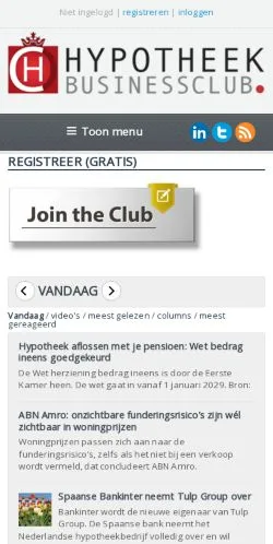 Anteprima del sito Hypotheek Businessclub, media di Paesi Bassi per articoli sponsorizzati