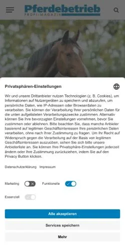 Anteprima del sito Pferdebetrieb, media di Germania per articoli sponsorizzati