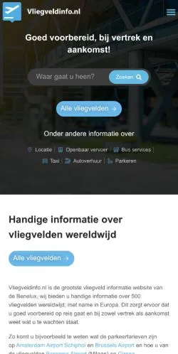 Anteprima del sito Vliegveldinfo, media di Paesi Bassi per articoli sponsorizzati