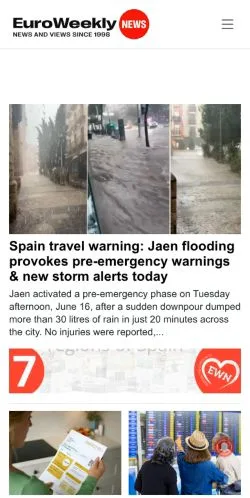Anteprima del sito Euro Weekly News, media di Regno Unito per articoli sponsorizzati