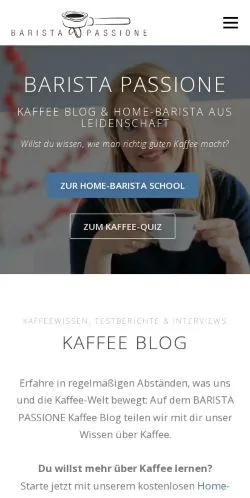 Anteprima del sito Barista Passione, media di Germania per articoli sponsorizzati