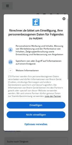 Anteprima del sito Fitrechner, media di Germania per articoli sponsorizzati