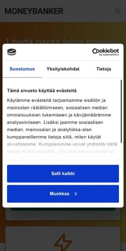 Anteprima del sito Moneybanker, media di Finlandia per articoli sponsorizzati