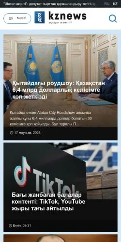 Anteprima del sito KZNEWS.KZ ҚАЗАҚСТАН ЖАҢАЛЫҚТАРЫ, media di Kazakistan per articoli sponsorizzati