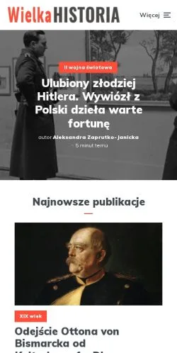 Podgląd witryny WielkaHistoria, medium z kraju Polska do artykułów sponsorowanych