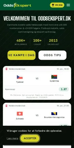 Vorschau der Website Odds Ekspert, Medium aus Dänemark für gesponserte Artikel