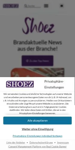 Anteprima del sito Startseite • Shoez, media di Germania per articoli sponsorizzati