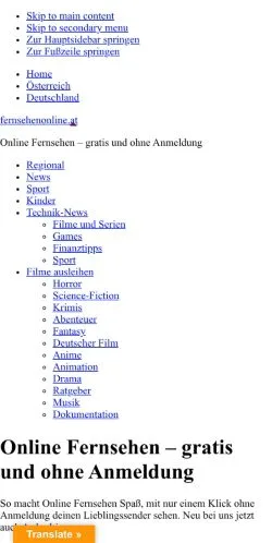 Anteprima del sito Fernsehen Online, media di Austria per articoli sponsorizzati