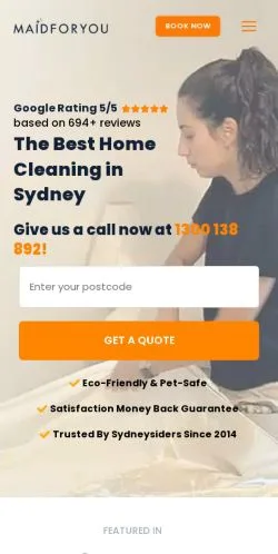 Podgląd witryny MaidForYou Sydney, medium z kraju Australia do artykułów sponsorowanych