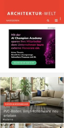 Anteprima del sito Architektur-Welt, media di Germania per articoli sponsorizzati