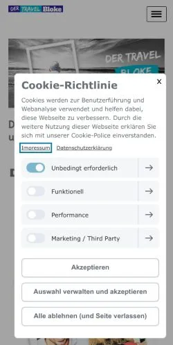 Anteprima del sito Der Travel Bloke, media di Germania per articoli sponsorizzati