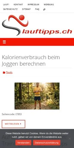 Anteprima del sito Lauftipps, media di Svizzera per articoli sponsorizzati
