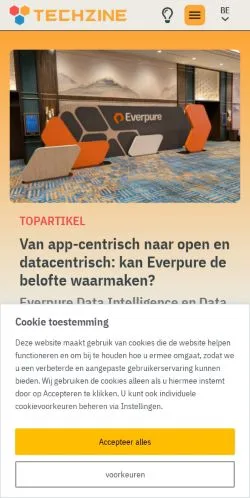 Anteprima del sito Techzine, media di Belgio per articoli sponsorizzati